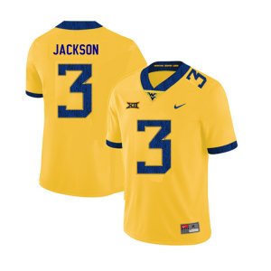 Men's West Virginia Mountaineers NCAA #3 Trent Jackson Yellow Authentic Nike 2019 Stitched College Football Jersey PJ15A43FS